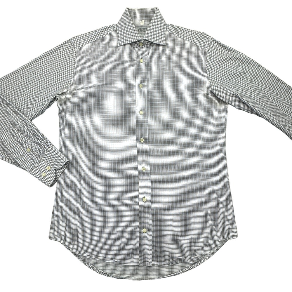 Piattelli Barneys New York Shirt Mens 15/34 Plaid Check Long Sleeve Button Up